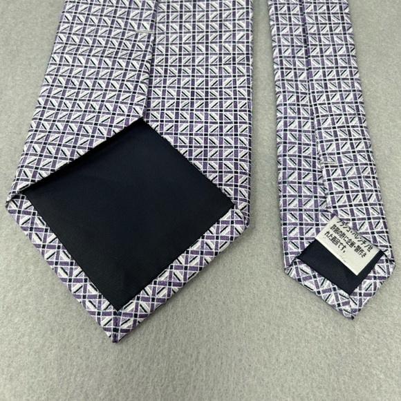 Franco Valentino Neck Tie Mens Purple And White Geometric Classic Silk Tie Italy - Picture 7 of 7